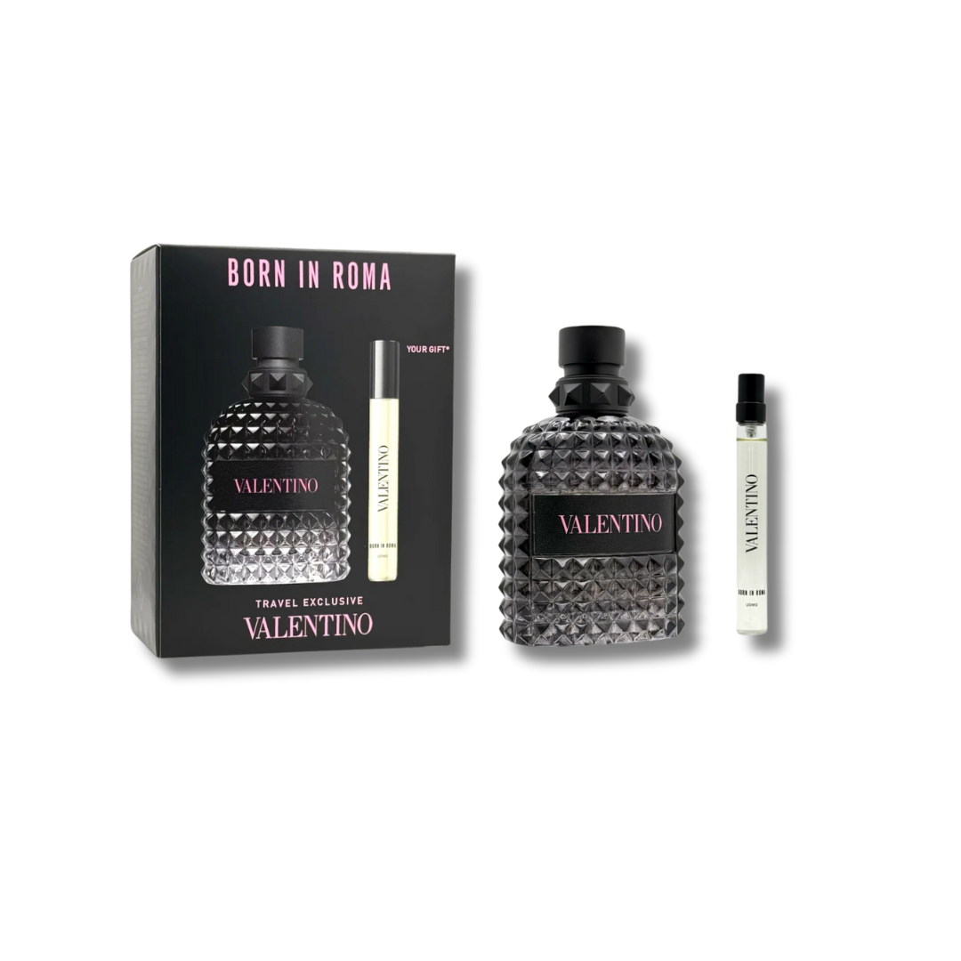 VALENTINO UOMO BORN IN ROMA EDT 100ML TRAVEL SET 2PCS