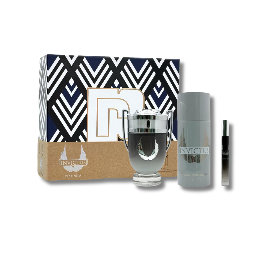 RABANNE INVICTUS PLATINUM EDP  SET 100ML+DEO+10ML