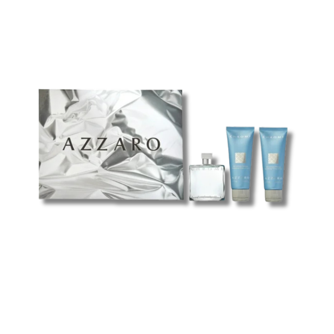 AZZARO CHROME EDT SET 1OOML+SG+AFTER SHAVE
