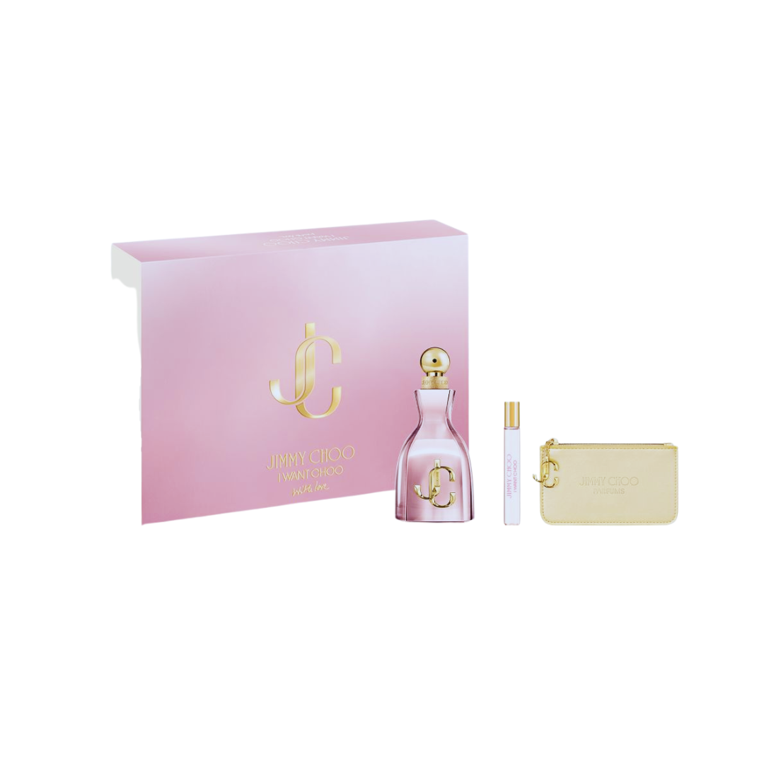 JIMMY CHOO I WANT CHOO WITH LOVE  EDP SET 100ML+7ML+POUCH