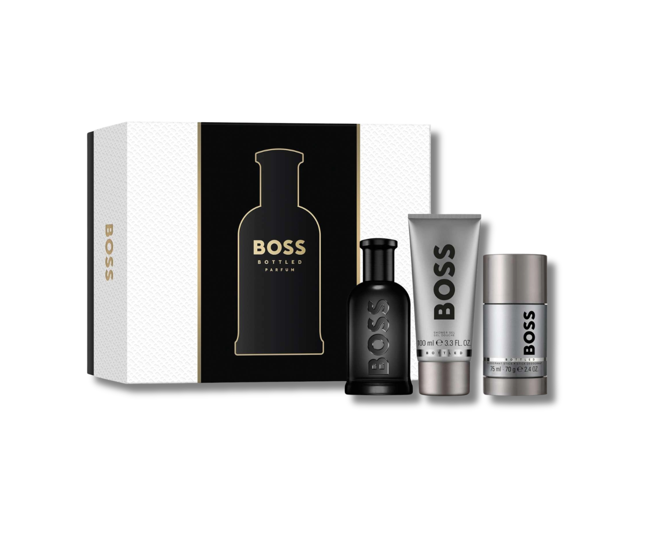 BOSS BOTTLED PARFUM SET 100ML+SG+DEO