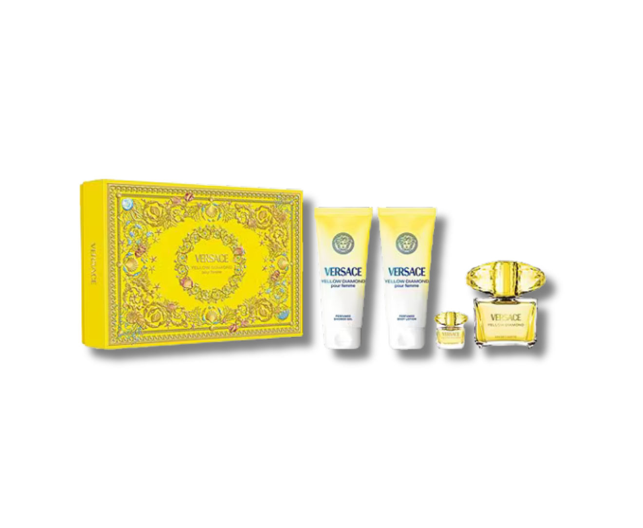 VERSACE YELLOW DIAMOND EDT SET 90ML+SG+BL+MINI