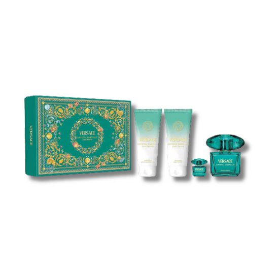 VERSACE CRYSTAL EMERALD EDP SET 90ML+BL+SG+MINI